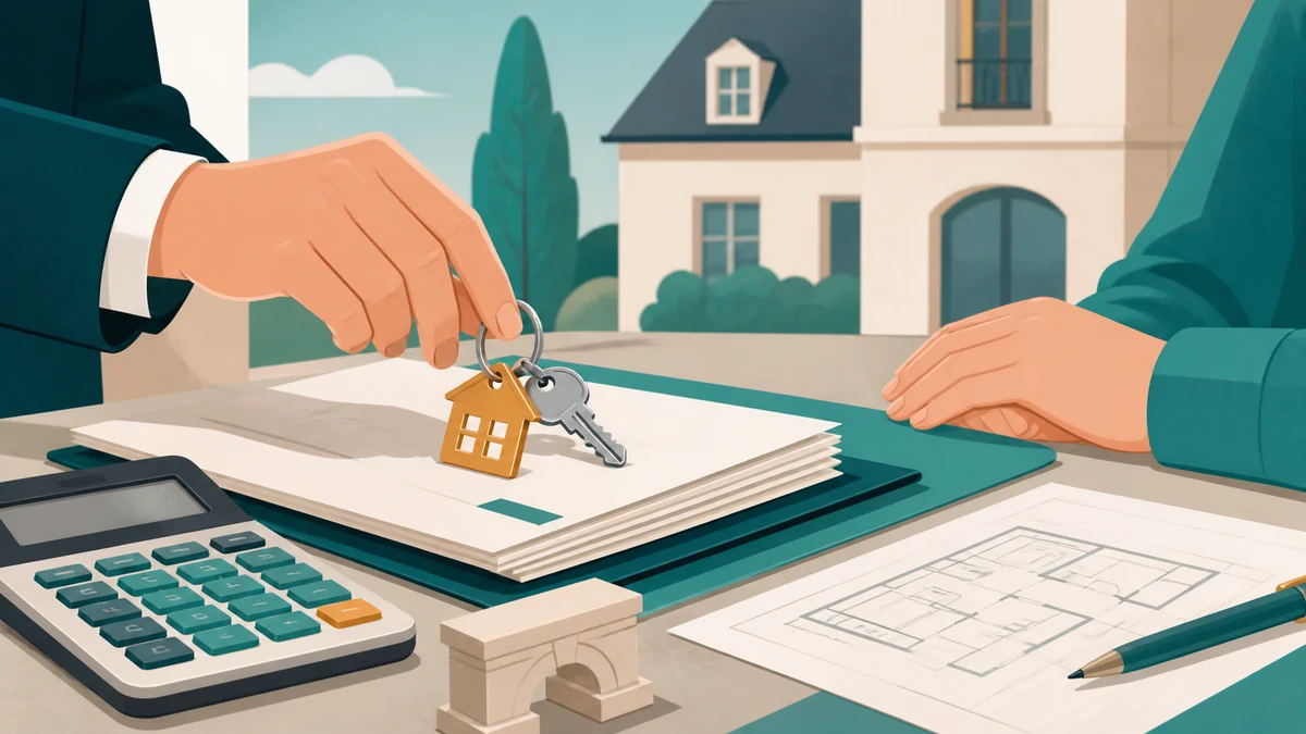 Couple estimant les frais de notaire d’un achat immobilier chez le notaire
